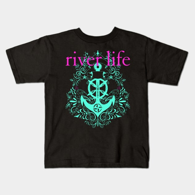 River Life Anchor Kids T-Shirt by vintageinspired